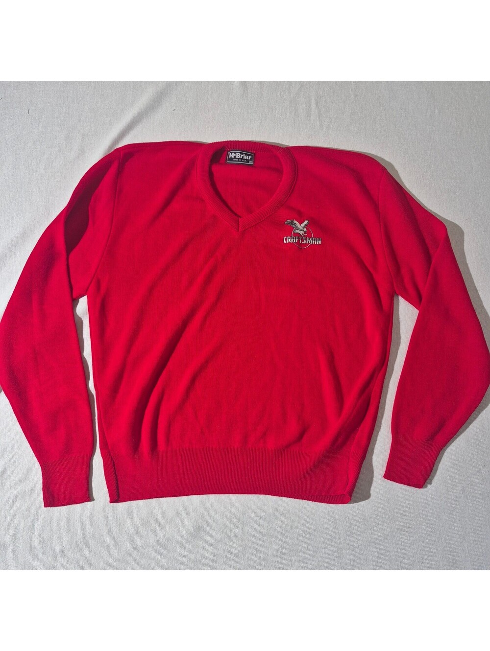 Vintage Craftsman V-neck sweater XL XLarge McBriar Red